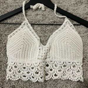 Crochet Halter Top - Cream